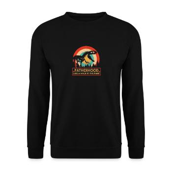 Fatherhood Like A Walk In The Park Vintage Father - Unisex Sweatshirt - black - Front - Alina (178cm) & Michal (187cm)