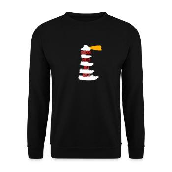 Sabbel nich dat geit! Plattdeutsch Leuchtturm - Unisex Pullover - Schwarz - Vorne - Alina (178cm) & Michal (187cm)