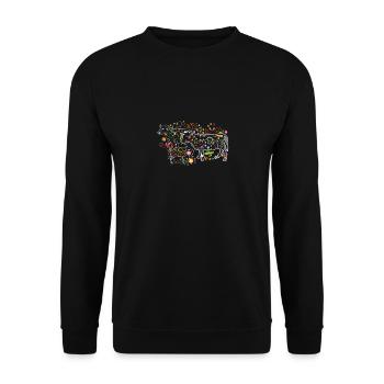 Kuh Tier Kühe Bauernhof Geschenk · Blumen - Unisex Pullover - Schwarz - Vorne - Alina (178cm) & Michal (187cm)