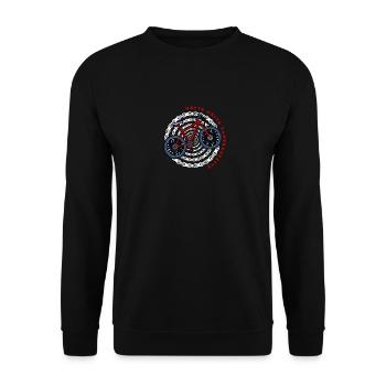 Hätte hätte Fahrradkette lustiger Fahrrad Spruch - Unisex Pullover - Schwarz - Vorne - Alina (178cm) & Michal (187cm)