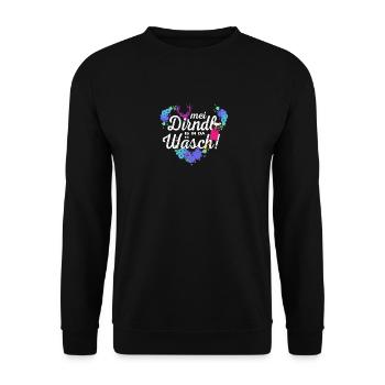 Mei Dirndl is in da Wäsch Dirndl - Unisex Sweatshirt - black - Front - Alina (178cm) & Michal (187cm)