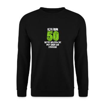 50. Geburtstag Runder Geburtstag - Unisex Pullover - Schwarz - Vorne - Alina (178cm) & Michal (187cm)