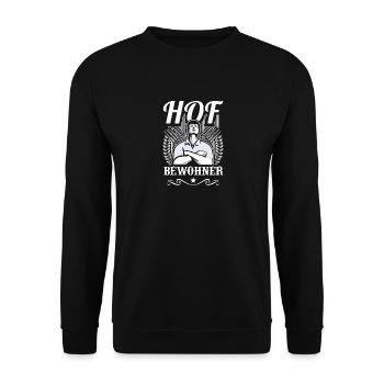 Landwirtschaft Bauernhof Geschenk · Hof Bewohner - Unisex Pullover - Schwarz - Vorne - Alina (178cm) & Michal (187cm)