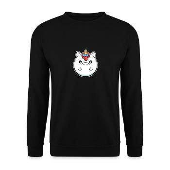 Rundes Einhorn Einhorn das letzte Einhorngeschenk - Unisex Pullover - Schwarz - Vorne - Alina (178cm) & Michal (187cm)