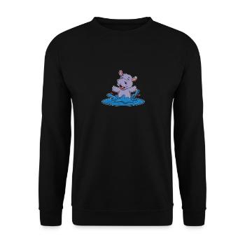 Cute Hippo In A Water Puddle Christmas Kid Gift - Unisex Sweatshirt - black - Front - Alina (178cm) & Michal (187cm)