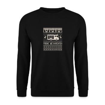 Feuerwehr Brandbekämpfung Geschenk · Weihnachten - Unisex Pullover - Schwarz - Vorne - Alina (178cm) & Michal (187cm)