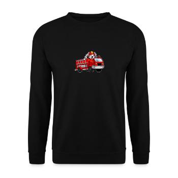 Feuerwehr Kinder Weihnachtsgeschenk Feuerwehrhelm - Unisex Pullover - Schwarz - Vorne - Alina (178cm) & Michal (187cm)