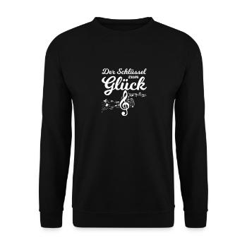 Blasmusik Musiker Musik Geschenk · Glück - Unisex Pullover - Schwarz - Vorne - Alina (178cm) & Michal (187cm)