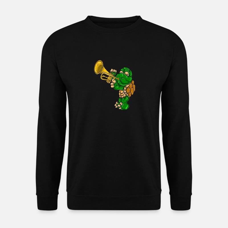 Schildkröte Musiker Trompete - Unisex Pullover - Schwarz