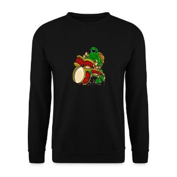 Schildkröte Drummer Tier - Unisex Pullover - Schwarz - Vorne - Alina (178cm) & Michal (187cm)