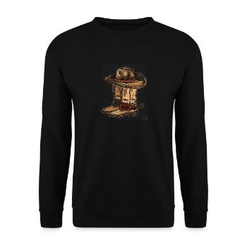 Cowboy Pferd Geschenk - Unisex Pullover - Schwarz - Vorne - Alina (178cm) & Michal (187cm)
