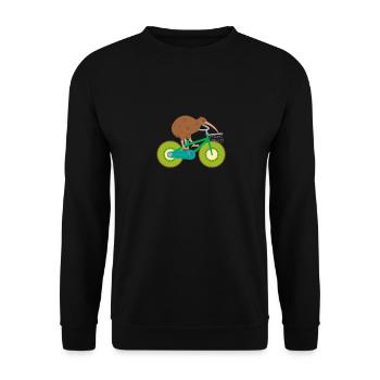 Kiwi Radfahrer - Unisex Pullover - Schwarz - Vorne - Alina (178cm) & Michal (187cm)