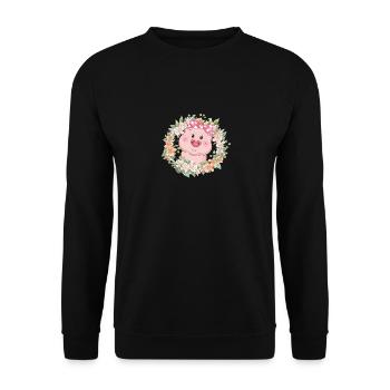 Pig Flowers - Unisex Sweatshirt - black - Front - Alina (178cm) & Michal (187cm)