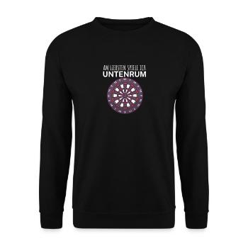 Am liebsten spiele ich Untenrum - Unisex Pullover - Schwarz - Vorne - Alina (178cm) & Michal (187cm)