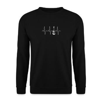 Bassgitarre Herz - Unisex Pullover - Schwarz - Vorne - Alina (178cm) & Michal (187cm)