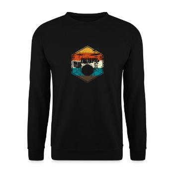 Retro Schlagzeug - Unisex Pullover - Schwarz - Vorne - Alina (178cm) & Michal (187cm)