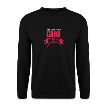 Schlagzeug Mädchen Geschenkidee - Unisex Pullover - Schwarz - Vorne - Alina (178cm) & Michal (187cm)