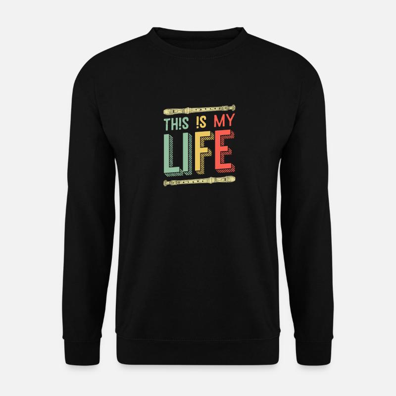 Flöte Musiker Musik - Unisex Pullover - Schwarz