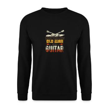 Guitare Vieux Homme Retraite - Sweat-shirt Unisexe - noir - Devant - Alina (178cm) & Michal (187cm)