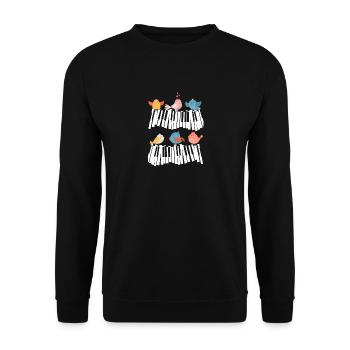 Piano Vögel Klavier - Unisex Pullover - Schwarz - Vorne - Alina (178cm) & Michal (187cm)
