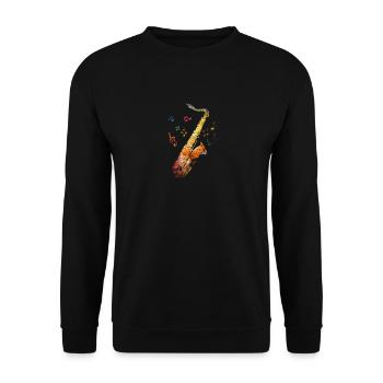 Saxophon Musiker Musik - Unisex Pullover - Schwarz - Vorne - Alina (178cm) & Michal (187cm)