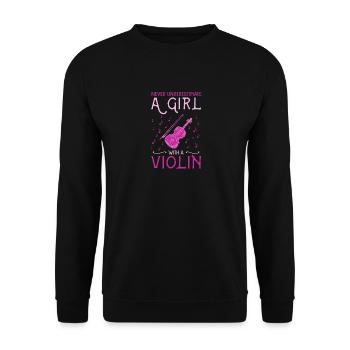Geige Mädchen - Unisex Pullover - Schwarz - Vorne - Alina (178cm) & Michal (187cm)