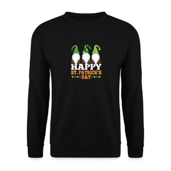Irish Gnomes St Patricks Day Gnome Shamrock - Unisex Sweatshirt - black - Front - Alina (178cm) & Michal (187cm)