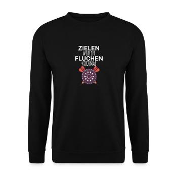 Zielen werfen fluchen nochmal - Unisex Pullover - Schwarz - Vorne - Alina (178cm) & Michal (187cm)
