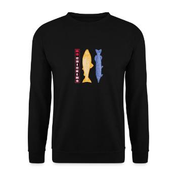Fisch Fischen - Unisex Pullover - Schwarz - Vorne - Alina (178cm) & Michal (187cm)