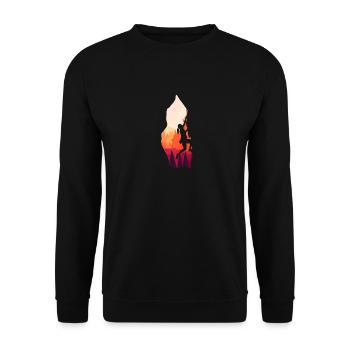 Klettern Kletterer Bergsteigen - Unisex Pullover - Schwarz - Vorne - Alina (178cm) & Michal (187cm)