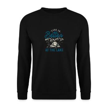 Fischen Fischer See - Unisex Pullover - Schwarz - Vorne - Alina (178cm) & Michal (187cm)