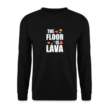 Kletter-Outfits Der Boden ist Lavafelsen - Unisex Pullover - Schwarz - Vorne - Alina (178cm) & Michal (187cm)