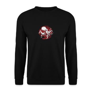 Oktopus Monster Seefahrer - Unisex Pullover - Schwarz - Vorne - Alina (178cm) & Michal (187cm)