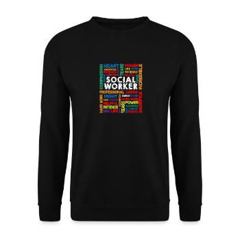 Social Work Month Social Worker Geschenk - Unisex Pullover - Schwarz - Vorne - Alina (178cm) & Michal (187cm)
