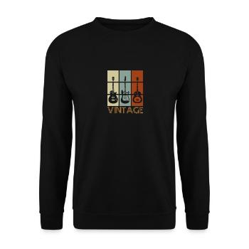 Retro Gitarre Musiker - Unisex Pullover - Schwarz - Vorne - Alina (178cm) & Michal (187cm)