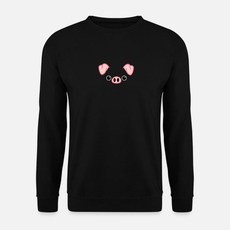 Kostüm Schwein Schweinekostüm Schweinchen Gesicht - Unisex Pullover - Schwarz