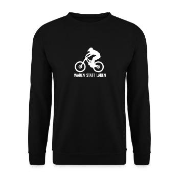 Waden statt laden - Unisex Pullover - Schwarz - Vorne - Alina (178cm) & Michal (187cm)