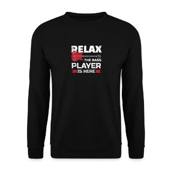 Relax The Bass Player Is Here Bassist Gifts For A - Sweat-shirt Unisexe - noir - Devant - Alina (178cm) & Michal (187cm)