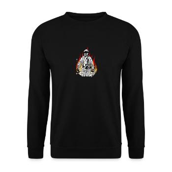 Firefighter Fireman Flames Fire Thin Red Line - Unisex Sweatshirt - black - Front - Alina (178cm) & Michal (187cm)
