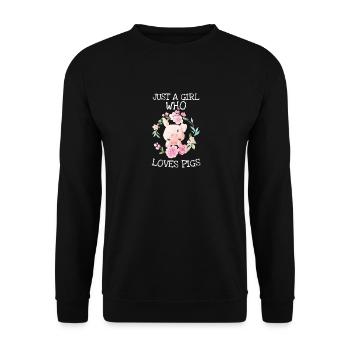 Lustig nur ein Mädchen, das Schweine und Schweine für liebt - Unisex Pullover - Schwarz - Vorne - Alina (178cm) & Michal (187cm)