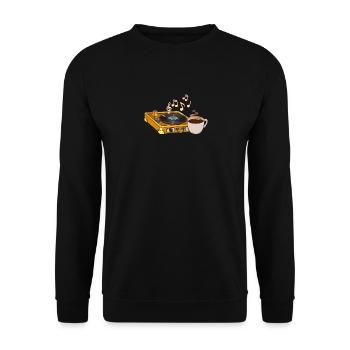 Vintage Vinyl Plattenspieler LP Plattenspieler - Unisex Pullover - Schwarz - Vorne - Alina (178cm) & Michal (187cm)
