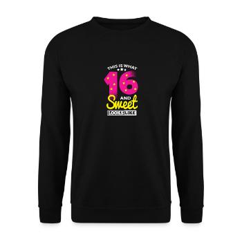 Cadeaux d’anniversaire Sweet Sixteen pour 16 ans - Sweat-shirt Unisexe - noir - Devant - Alina (178cm) & Michal (187cm)