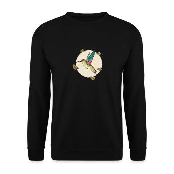 Hummbingbird Moon Leaves Humminbird Hummingbird - Unisex Sweatshirt - black - Front - Alina (178cm) & Michal (187cm)
