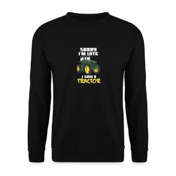 Sorry I'm Late I Saw A Tractor - Unisex Pullover - Schwarz - Vorne - Alina (178cm) & Michal (187cm)