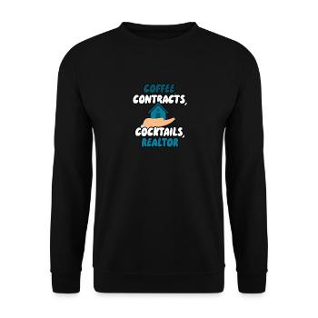 Kaffee Verträge Cocktails Immobilienmakler - Unisex Pullover - Schwarz - Vorne - Alina (178cm) & Michal (187cm)