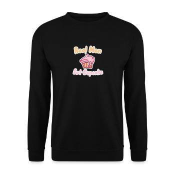 Echte Männer essen Cupcake - Unisex Pullover - Schwarz - Vorne - Alina (178cm) & Michal (187cm)