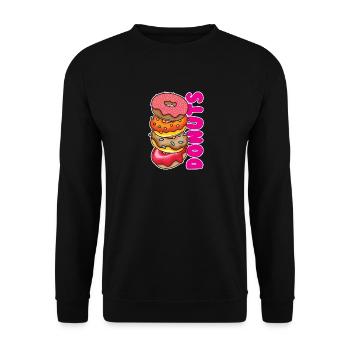 Donuts - Unisex Pullover - Schwarz - Vorne - Alina (178cm) & Michal (187cm)