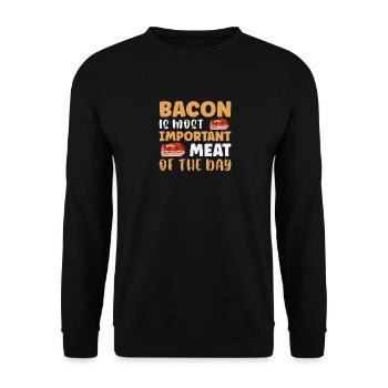 Speck ist das wichtigste Fleisch des Tages - Unisex Pullover - Schwarz - Vorne - Alina (178cm) & Michal (187cm)