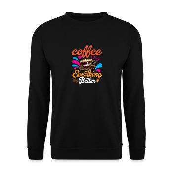 Mit Kaffee wird alles besser - Unisex Pullover - Schwarz - Vorne - Alina (178cm) & Michal (187cm)