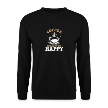 Kaffee macht meinen Tag glücklich - Unisex Pullover - Schwarz - Vorne - Alina (178cm) & Michal (187cm)